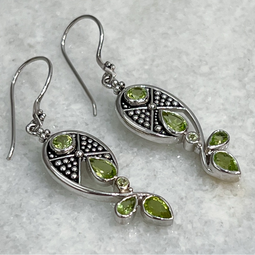 SAJEN Sterling Silver Peridot Dangle Earrings - Picture 4 of 10